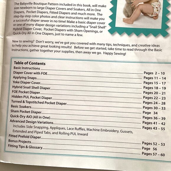 Dritz Babyville Boutique Cloth Baby Diapers Made Easy Book W Cut-out Patterns - Picture 4 of 7